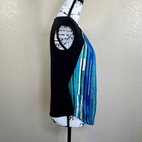 Worthington Spreadsheet Black Green & White Short Sleeve Shirt size S  preppy - Picture 6 of 12